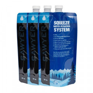 Sawyer SP113 - 32OZ / 1 Litre Squeezable Pouches - Set of 3